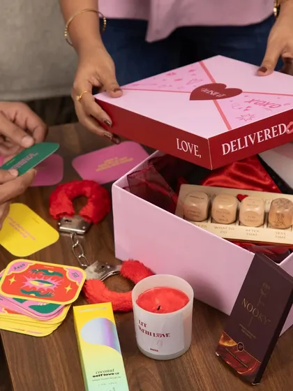 Our "Mischief Date Night" box is all about creating a fun, intimate experience for couples. It's filled with conversation-starting card games, a dice game for playful adventures, and other naughty-but-nice surprises.