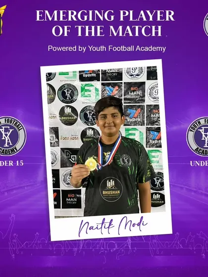 Naitik Modi from our U-15 squad, recognized as an Emerging Player.