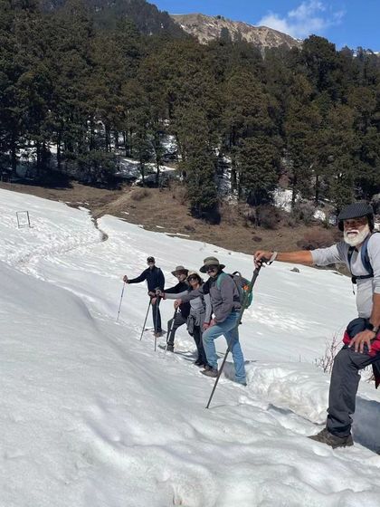 Here he is, trekking through two feet of snow. This kind of physical challenge is manageable when your body is conditioned and you know how to use your breath efficiently, skills we build in every class.