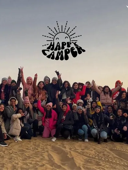 A group of happy campers in the Jaisalmer desert. The smiles and energy are infectious.