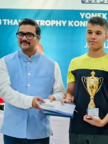 Vikrant Negi awarded the Silver Medal for the BD U15 age group at the Konkan Region Badminton Tournament in Ulwe.