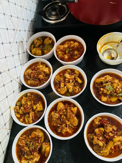 More orders of my chicken curry packed and ready to go. I cook everything fresh on the day of delivery.