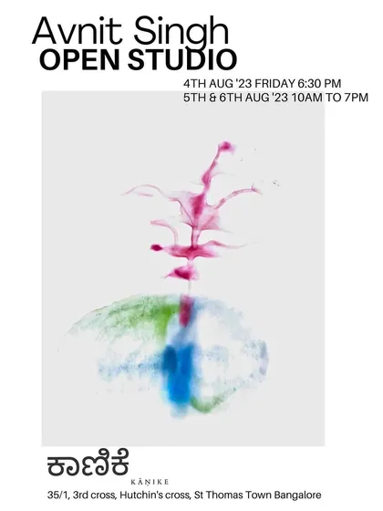 The poster for Avnit Singh's Open Studio, where she shared a series of meditative watercolour paintings created as a response to the post-pandemic world.