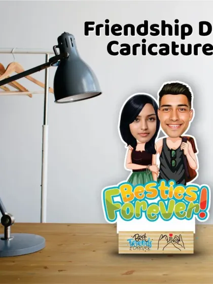 This "Besties Forever" caricature is a fun and quirky gift for your best friend. The 8-inch standee is made from MDF material.