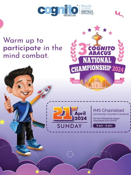 The announcement poster for the 3rd National Championship in 2024. The consistent branding and professional design reinforce the premium quality of the Cognito Abacus network.