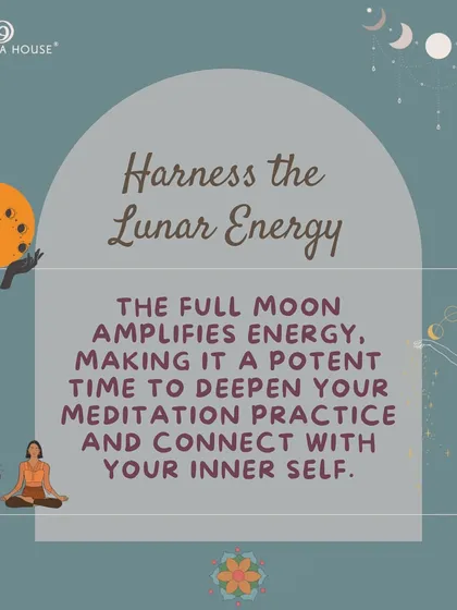 Harness the lunar energy with us. The full moon amplifies energy, making it a perfect time for meditation. This graphic explains how the practice can help you connect with your inner self.