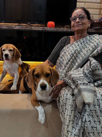 Dida with her furry friends. She's a natural at getting them to pose.