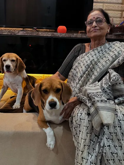 Dida with her furry friends. She's a natural at getting them to pose.