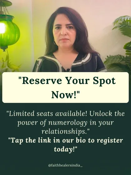 This image is a call to action to reserve your spot in my numerology workshop. It emphasizes that seats are limited for those who want to unlock the power of numerology in their relationships.