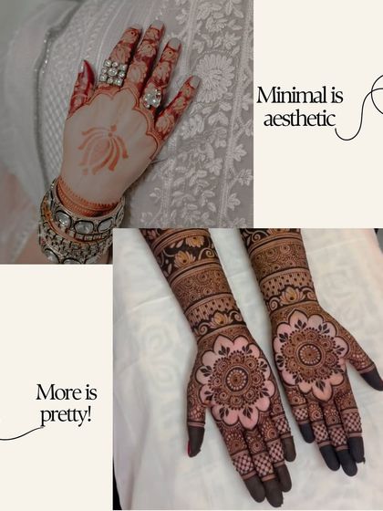 When it comes to mehendi, are you team 'Minimal is aesthetic' or 'More is pretty'? Both styles can be stunning, and it's all about personal preference.