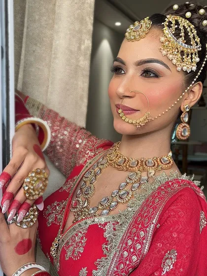 An extensive series of our classic red bridal lehenga. These images capture every detail, from the embroidery to the full bridal styling, providing a complete reference.