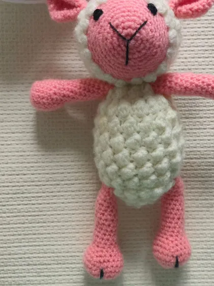 A closer look at the texture of my crochet sheep toy.
