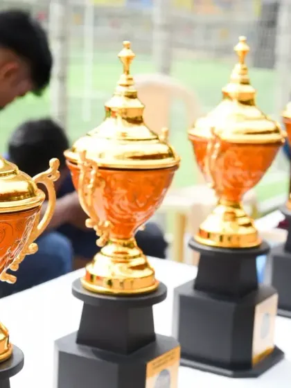 A closer look at the impressive trophies for the winners of different age categories at our tournament. We believe in recognizing and rewarding hard work.