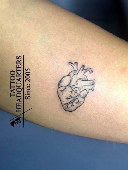 An anatomically correct heart tattoo, showcasing our ability to handle detailed and realistic designs.