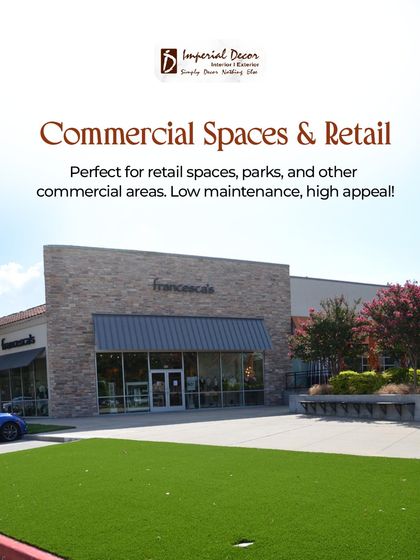 The low maintenance and high appeal of our artificial grass make it perfect for commercial spaces. Here, it provides a clean and professional green space for a retail storefront.