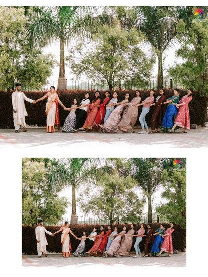 A fun and playful "tug of war" between the groom and the bridesmaids. We love capturing these lighthearted and memorable moments with friends and family.