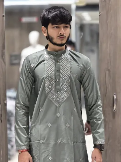 The grey ready-to-wear kurta, a subtle and sophisticated option.