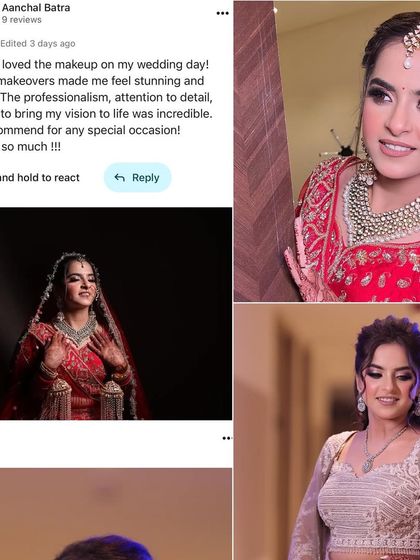Aanchal's review mentions my professionalism, attention to detail, and ability to bring her vision to life. Seeing her stunning photos alongside her kind words means the world to me.