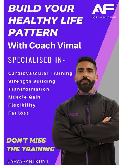 Meet Coach Vimal. He focuses on cardiovascular training, strength building, and transformation, offering a well-rounded approach to fitness.
