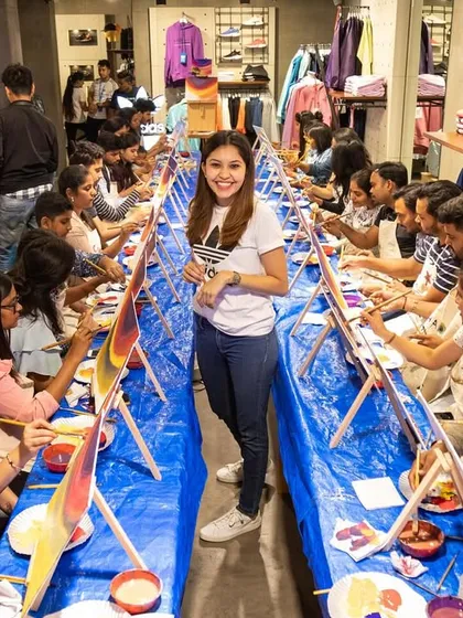 We took over the Adidas store for a "Collectors Creative" workshop, and the vibe was incredible. Surrounded by sneakers and style, we brought the paint and the energy for a truly unique brand event.
