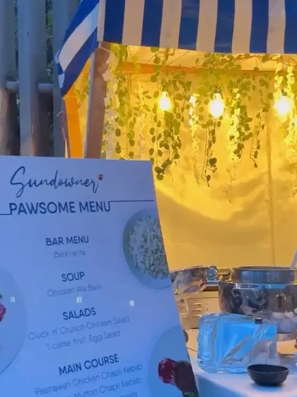 The 'Pawsome Menu' at our Sundowner event, featuring everything from soups and salads to main courses for our special guests.