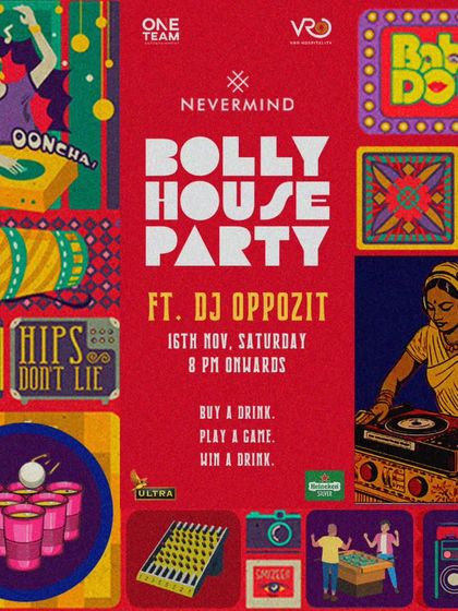 The creative poster for the Bolly House Party. A unique event where we brought a desi twist to the classic house party concept.