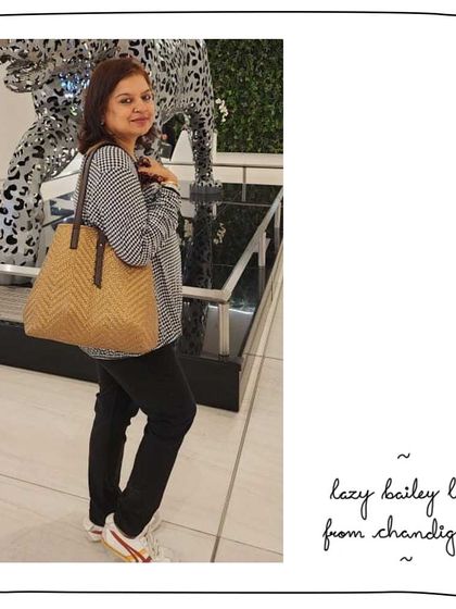 Mini from Chandigarh with her Lazy Bailey in Woven Bronze. The metallic sheen of the woven leather adds a touch of glamour.