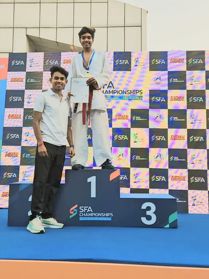 Another champion on the first-place podium. His hard work and discipline are an example to others.