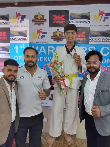 Another one of our champs on the podium at the Warriors Cup. The hard work in the dojang pays off here.
