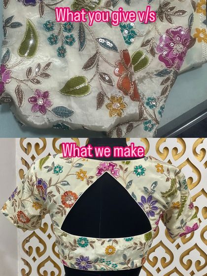 A beautiful floral fabric transformed into a blouse with a modern triangular keyhole back. I can work with any fabric to create a design you love.