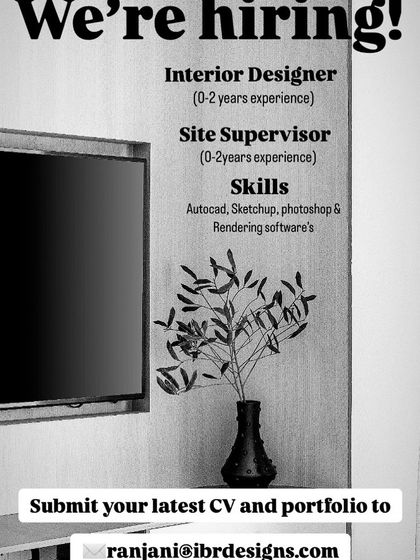 IBR Designs in Bangalore is hiring an Interior Designer and a Site Supervisor, both with 0-2 years of experience.