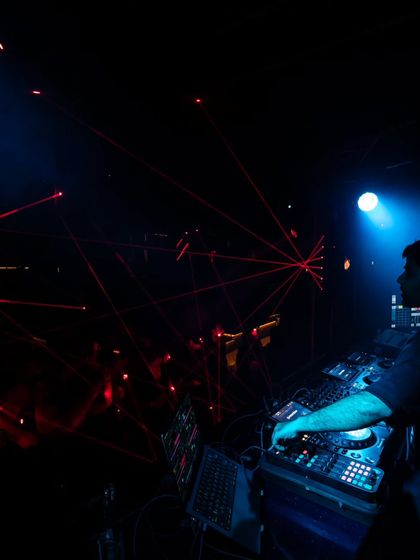 Another angle from a massive night, with the red lasers creating a web over the dancefloor. The atmosphere was just perfect for some deep, hypnotic techno.