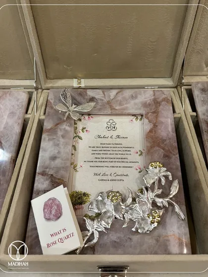 Gifting should be soulful. This photo frame is handcrafted from rose quartz, the stone of universal love, and adorned with delicate silver-sculpted florals. I include a small card explaining the stone's properties because I want every gift to carry not just beauty, but also meaning and positive energy.