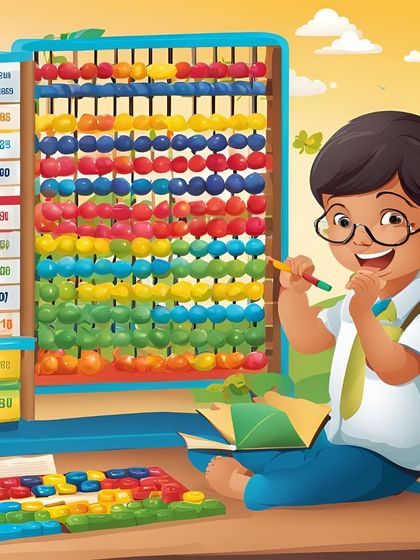 An imaginative depiction of a student mastering the abacus. We want every child to feel like a math wizard.