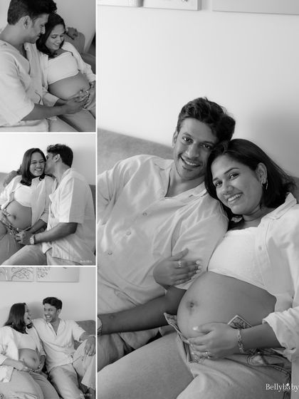 A collage of laughter, cuddles, and shared dreams from a cozy in-home maternity session. These candid shots tell the story of your life right now.