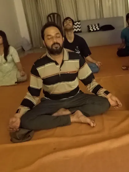 A moment of deep meditation during the Sadhguru Sanidhi Pooja. It is a space where stillness speaks and devotion overflows, and I feel blessed to be a drop in his vision.