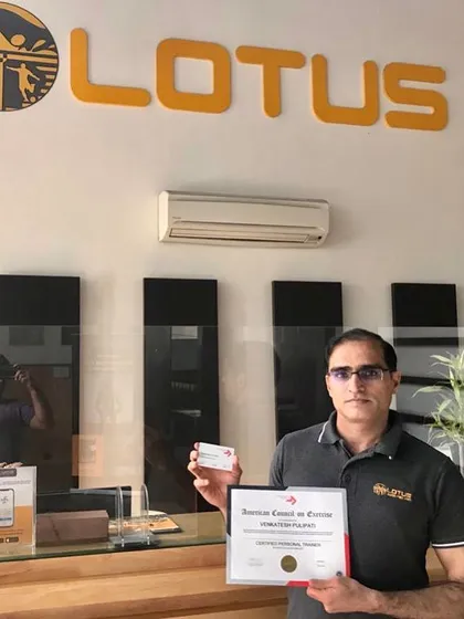 We train everyone from beginners to industry leaders. We are extremely proud to have helped Mr. Venkatesh, owner of the world-class Lotus Sports and Fitness center, become an ACE certified professional.