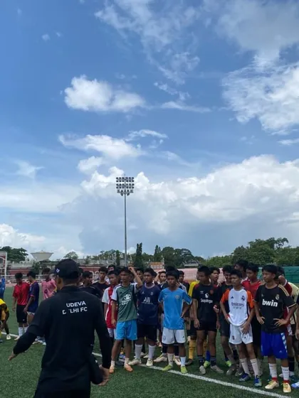 Another shot of our coach instructing trialists in Tripura. We believe talent is everywhere, and our mission is to find and develop it.