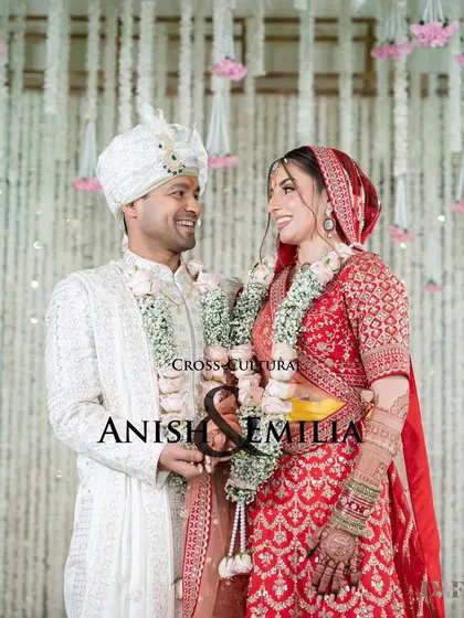 "Cross-Cultural." A beautiful portrait of Anish and Emilia, celebrating their union. This image perfectly represents their love story that brought two worlds together.