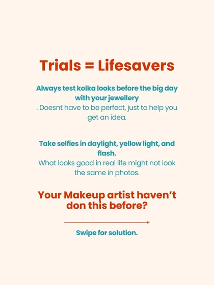 A crucial tip: always do a trial run of your kolka look with your jewelry and makeup. What looks good in real life might look different in photos, so test it out in different lighting.