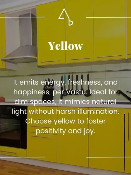 From my Vastu kitchen series, this post focuses on yellow. It emits energy and freshness, mimicking natural light in dimmer spaces to foster positivity.