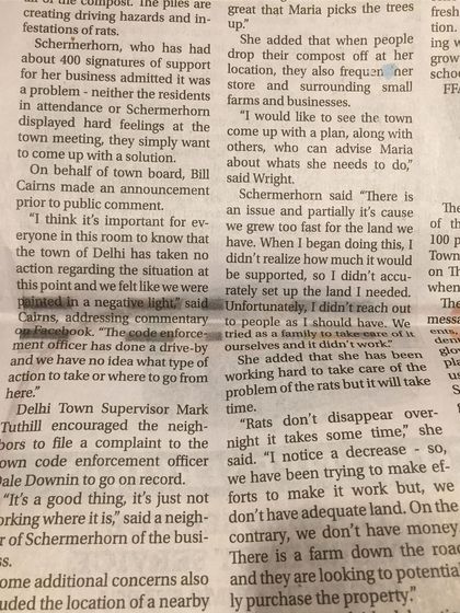 More from the newspaper article. I admitted the issues and our lack of funds, being transparent about the fact that we were working hard but didn't have all the answers.