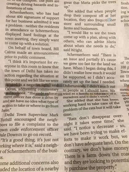 More from the newspaper article. I admitted the issues and our lack of funds, being transparent about the fact that we were working hard but didn't have all the answers.