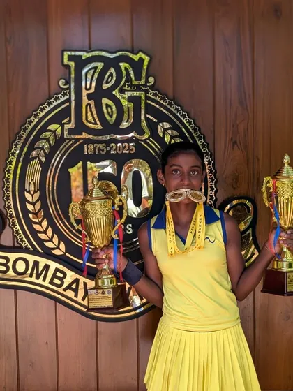 This is what a double crown victory looks like. I am so proud of Trisha Bhosale for winning both the Singles and Doubles titles at the AITA Bombay Gymkhana National Series. Her joy and fighting spirit are an inspiration to everyone at the academy.