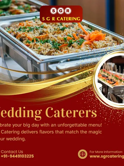 Celebrate your big day with an unforgettable menu from our wedding catering team. This image showcases a delicious vegetable biryani in a buffet setup, a popular choice for wedding receptions.