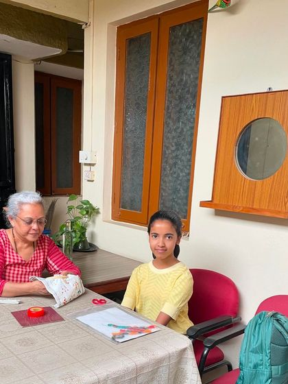 Our youngest student, just 11 years old, learning hand embroidery during her summer vacation. It was a joy to teach someone so young and passionate about learning this beautiful skill.