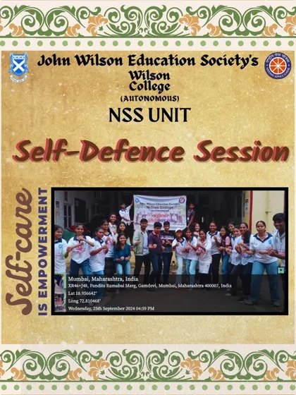 A group photo with the empowered NSS volunteers of Wilson College after our self-defense session. The motto "Self-care is Empowerment" perfectly captures the goal of these workshops.