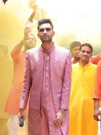 Another angle of the grand entry, showcasing the festive atmosphere I love to create for Haldi and Mehendi ceremonies.