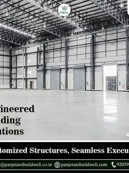The interior of a completed PEB warehouse reveals a vast, clear-span space ready for industrial operations. Our customized structures are designed for seamless execution, providing maximum usable area for logistics, manufacturing, or storage.