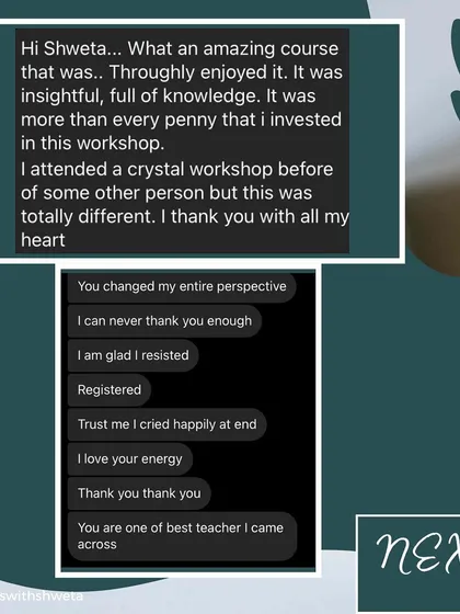 More powerful feedback from my crystal workshop. Clients have found it to be more than worth the investment, with one calling me one of the best teachers they've come across.